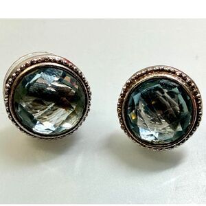 Anzie Blue Topaz Silver Stud Earrings Y2K Vintage